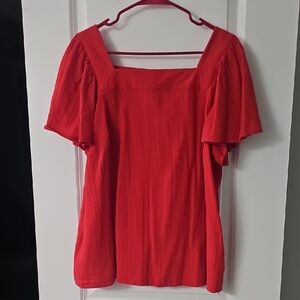 Ava & Viv Bold Red Square Neck Blouse